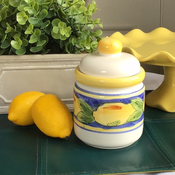Ceramic Canister Lemon Themed 6” - Picture 2 of 8